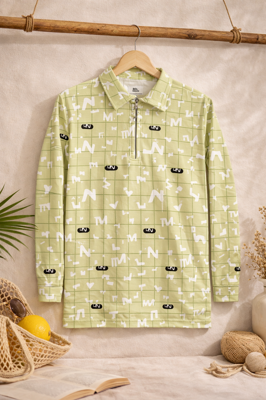 Patterned Lygra Zipper Tees,Patterned Lycra Full Sleeve T-Shirt