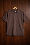 Square Structured Hard Fabric Zipper Tshirt,Structured Pattern Heavy Fabric Zipper Tshirt