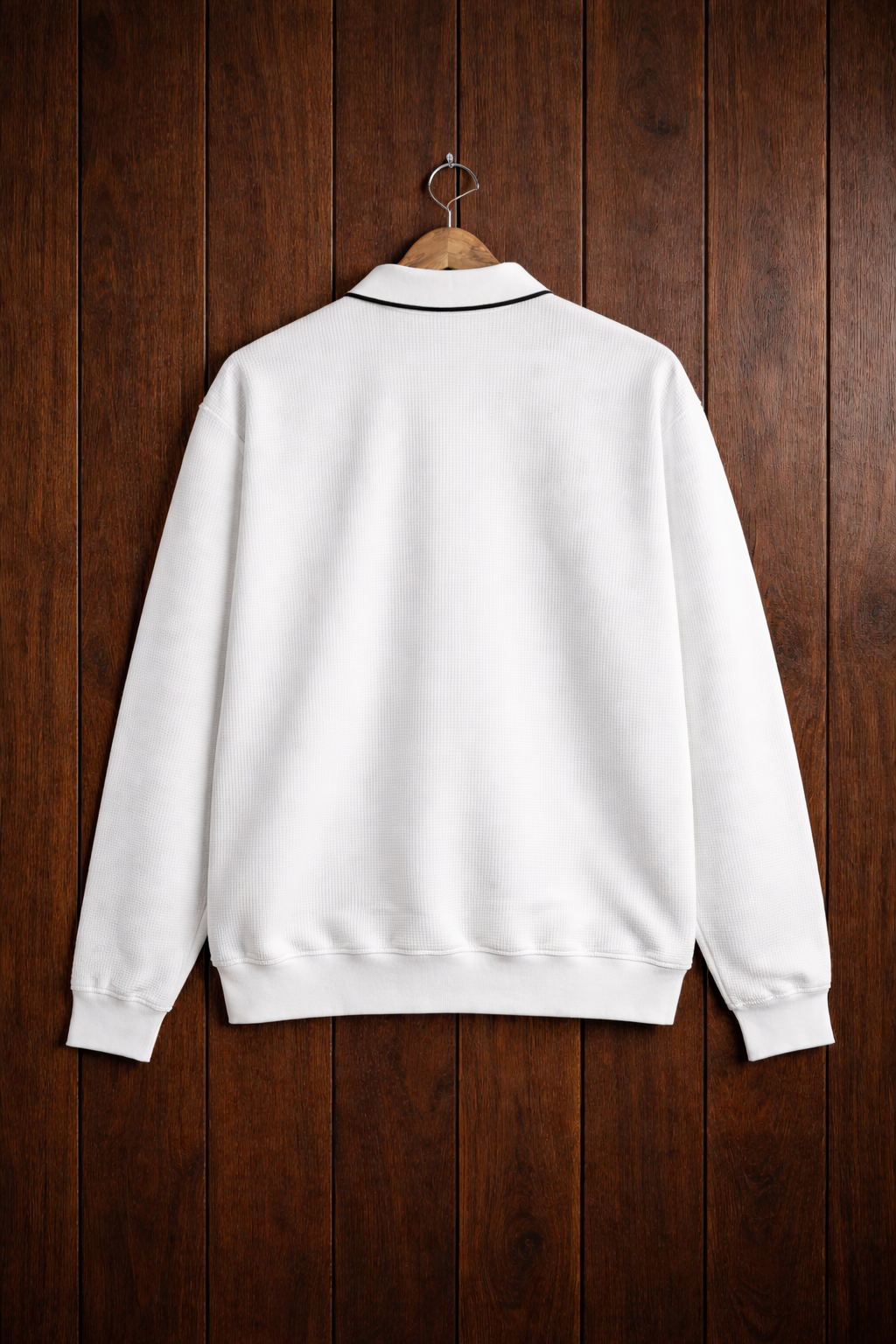 Square Structured Cotton Pullover, Structured Pattern Heavy Fabric Pullover