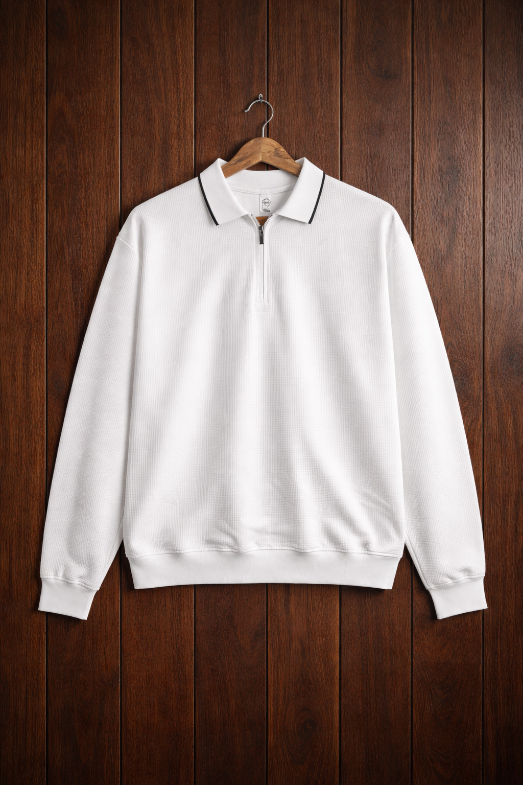 Square Structured Cotton Pullover, Structured Pattern Heavy Fabric Pullover
