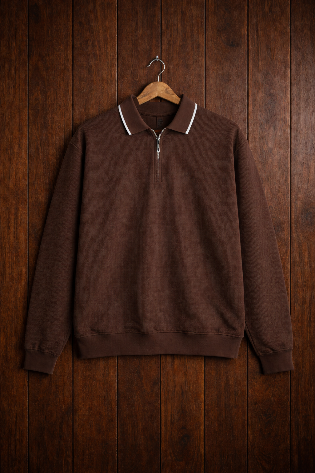 Square Structured Cotton Pullover, Structured Pattern Heavy Fabric Pullover