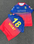 RCB Style Virat 18 Round Neck T-Shirt (Blue & Red)